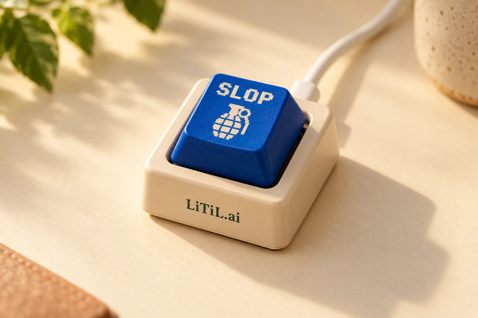 Blue Slop Grenade key in its separate cream USB housing